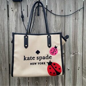 Kate Spade Ella Dottie Ladybug Large Embroidered Tote- Excellent condition